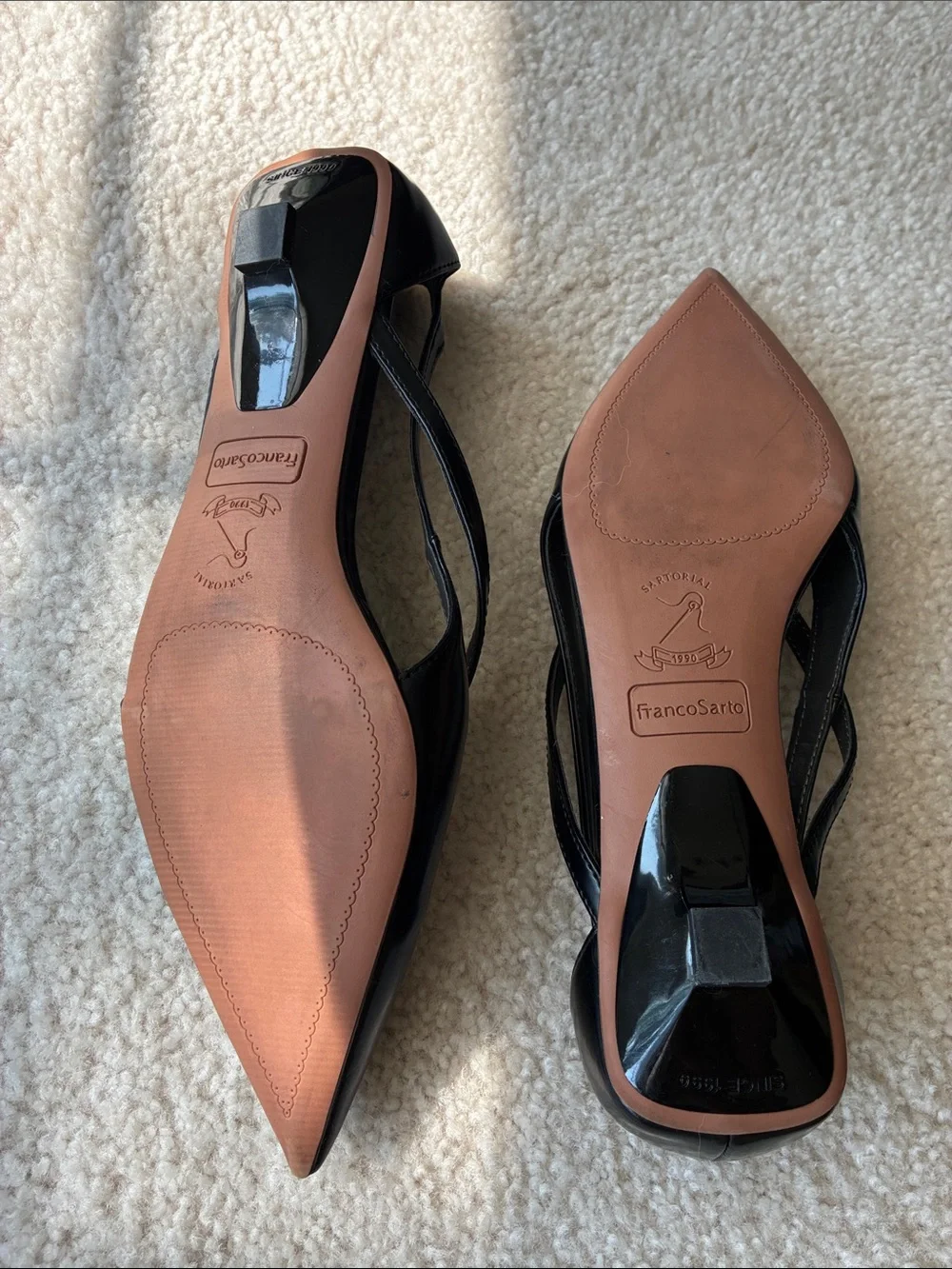 SARTO By Franco Sarto Black Pointed D'Orsay Cross-Strap Flats